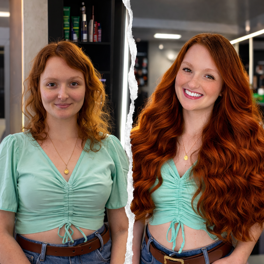 Antes e depois de mega hair em Maringá